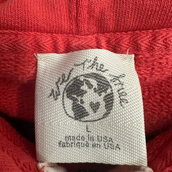 We The Free Red Orange Full Zip Hoodie Sweatshirt Exposed Seams Large *Flaw* - Picture 6 of 9